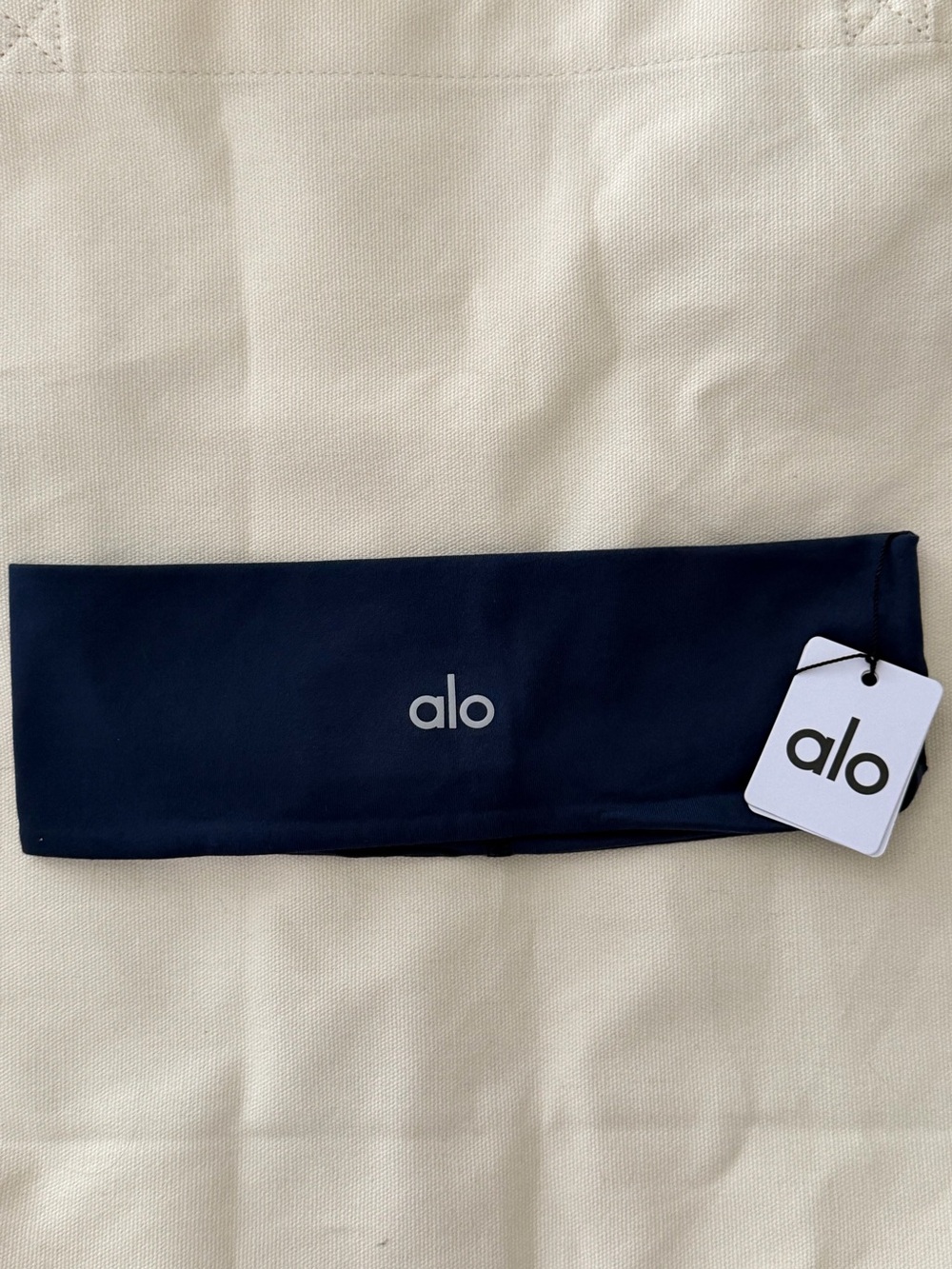 ALO Yoga Navy Performance Headband with Reflective Logo